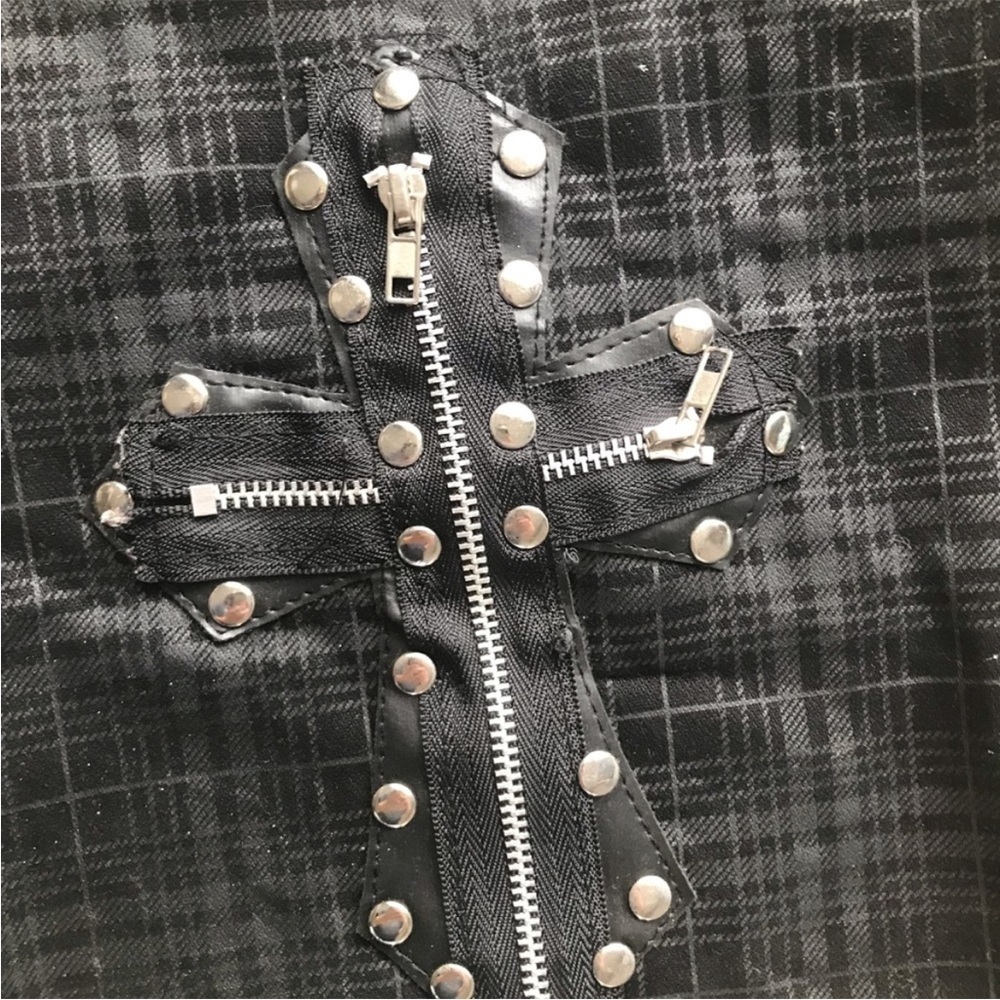 CYBER PUNK CROSS EMO MINI SKIRT Chrome hearts inspired - Picture 6 of 7